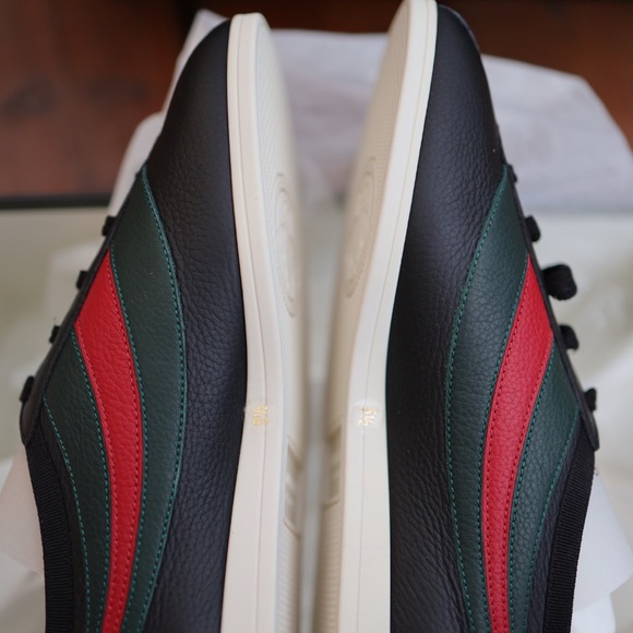 Gucci Men’s Leather Low-top Sneakers with Web - Picture 5 of 9